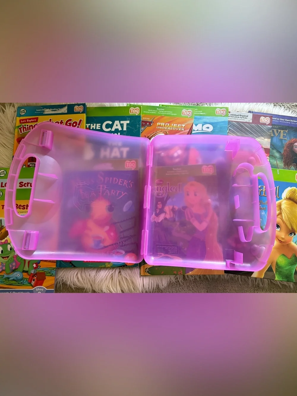 Leapfrog Tag Pen Reader System 11 Books Case Cord Bundle Disney Cars Learning